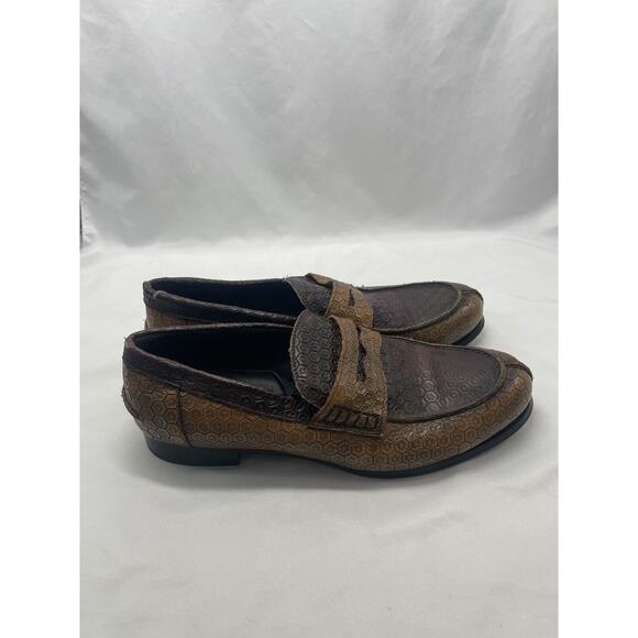 Cerruti Bespoke Leather Italy‎ Hexagon Pattern Loafers Dress Shoes Men’s 10.5 main image 7